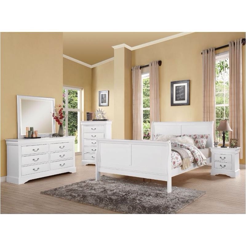 24497ek-Hf Acme Furniture Louis Philippe Iii - Real White Real White Low Profile Eastern King Bed (24497EK-HF)