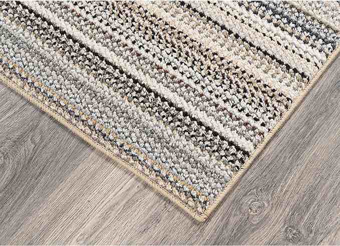 Garland Rug Carnival Stripe 12 Ft. x 12 Ft. Random Earth Tone Area Rug