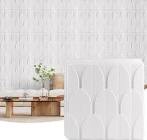 STICKGOO 12 Pack Cactus Design 3D Wall Panels Peel and Stick, Decorative PVC Wall Tiles with Double Sided Tape, 19.7” x 19.7”, 3D Textured Wall Panels for Interior Wall Decor, 32 Sq.Ft, White