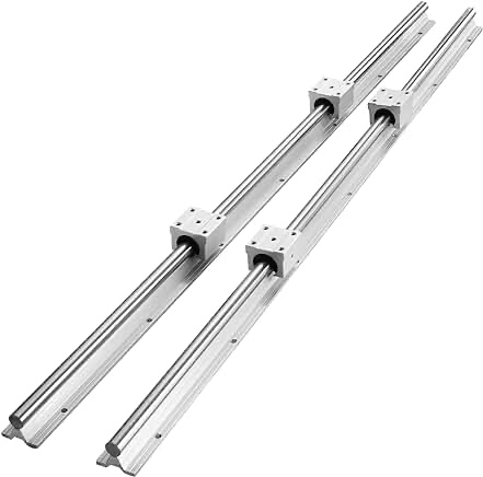 VEVOR Linear Rail, 2PCS SBR20-1500mm, Linear Slide Rail, 4 PCS SBR20UU Bearing Block CNC Kit Linear Rails and Bearings Kit CNC Rails Linear Rail Set, for Automated Machines and Equipment