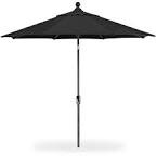 Blissun 9' Outdoor Aluminum Patio Umbrella, Market Striped Umbrella with Push Button Tilt and Crank, Black