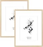 Yaetm 20x24 Picture Frame Matted to 16x20 Set of 2, Solid Oak Wood Poster Frame 20 x 24 inches, Wall Gallery Photo Frames for Horizontal and Vertical Wall Mounted (2 pack, Oak)