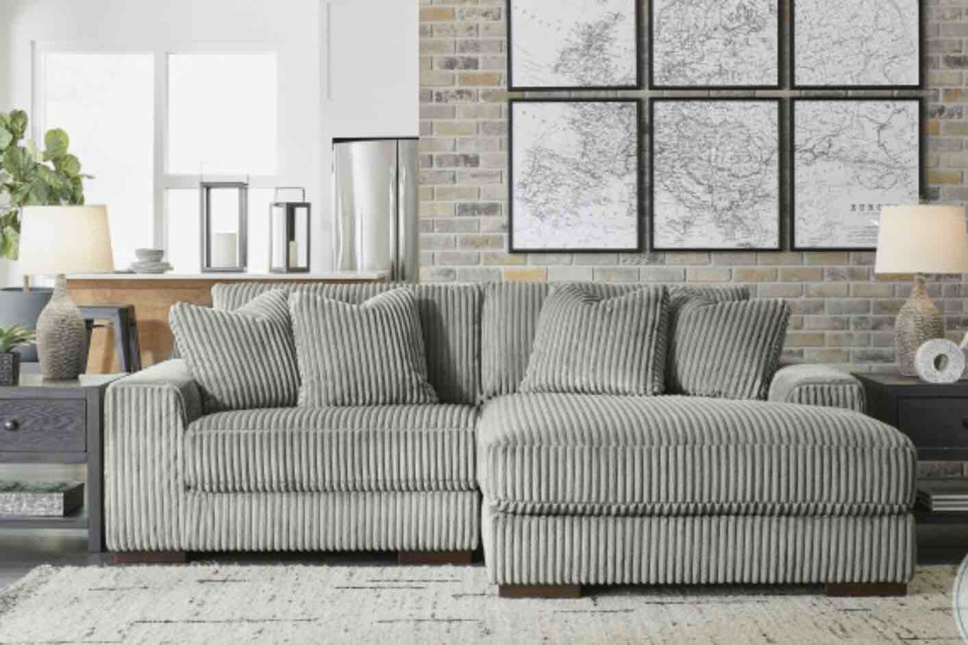 Luxe Sleeper Sofa with Soft Corduroy Upholstery (LEFT ARM CHAIR) Extra Large, ( COLOR MEMPHIS FOG ) THIS IS NOT THE COMPLETE SOFA 