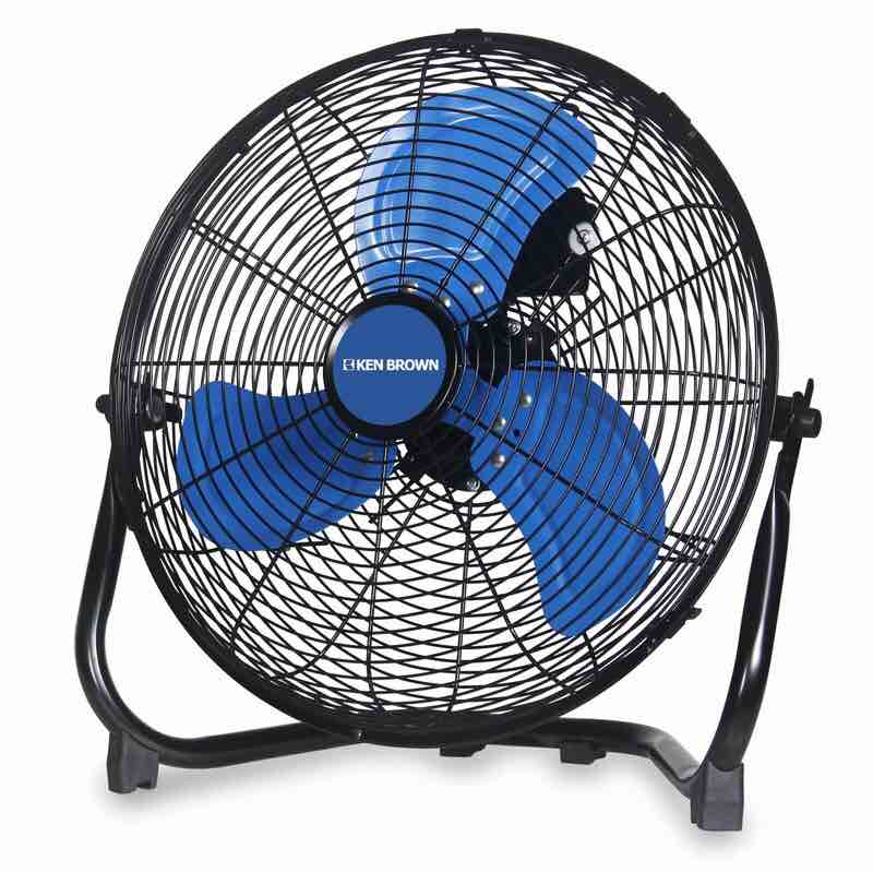 KEN BROWN 14 Inch High Velocity Floor Fan 3-Speed 360° Adjustable Tilting Powerful Airflow for Home,Residential Use, Blue 14 Inch Floor Fan Blue