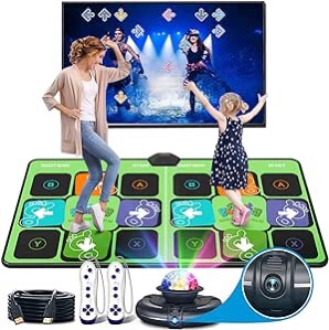 FWFX Dance Mat Games for TV - Wireless Musical Electronic Dance Mats with HD Camera, Double User Exercise Fitness Non-Slip Dance Step Pad Dancing Mat for Kids & Adults, Gift for Boys & Girls