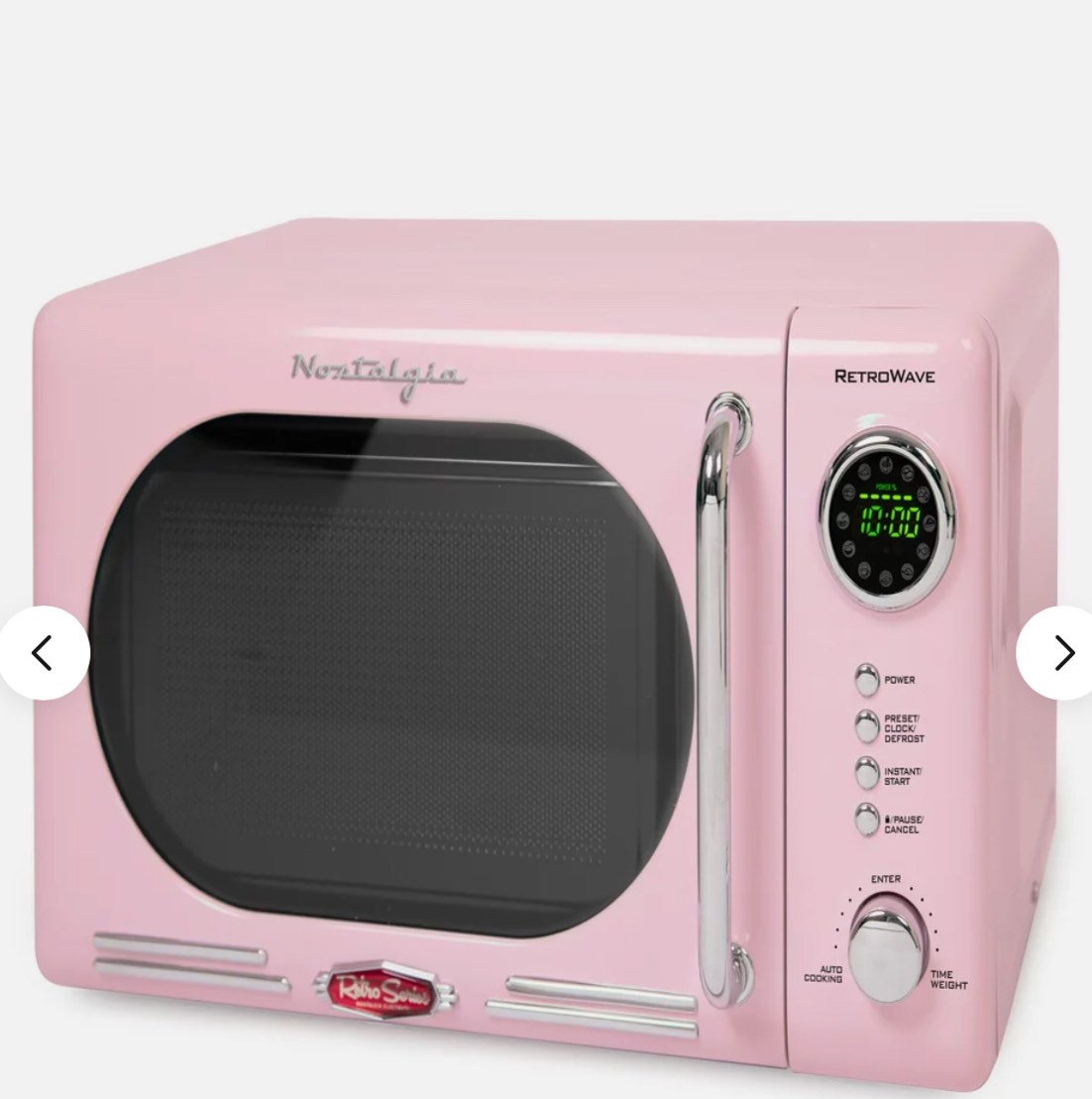 Nostalgia Retro 0.7 Cubic Foot 700-Watt Countertop Microwave Oven, Cu. Ft, Pink