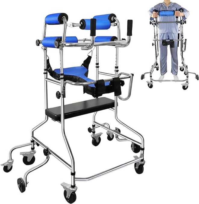 LOSCHEN Adult Standing Walker,Portable Multi-Functional Lower Limb Training stangding Walker,8 Wheels Anti tilt?Adjustable Height, withstands 220lbs