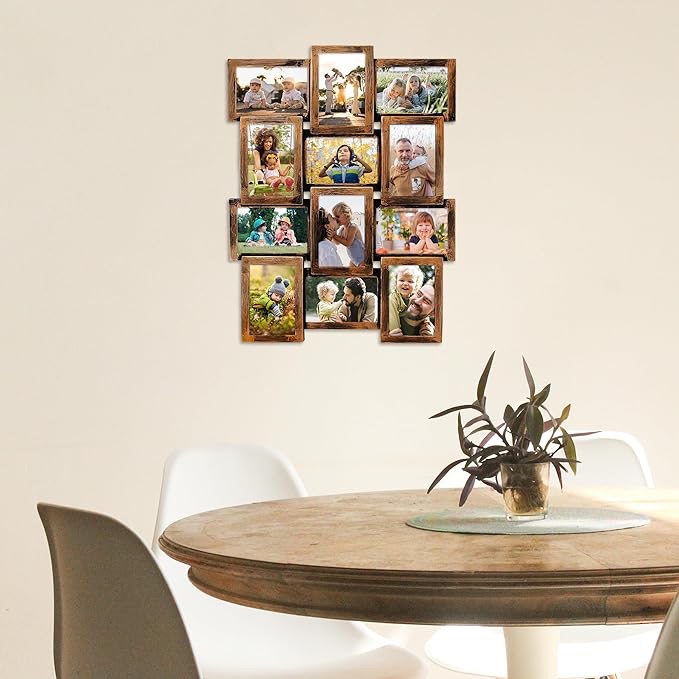 Hello Laura - Photo Collage Frames for Wall White Curved Classic European Style 12 Opening 27" x 20.5" Wall Hanging Picture Frame Collage 4" x 6" Photo Sockets x 12 | Gallery Style