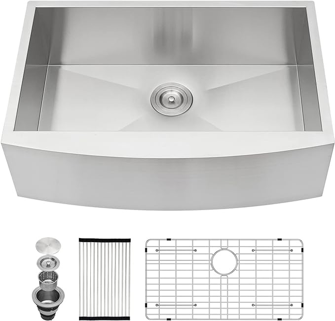 33 Farmhouse Sink - Kichae 33 Inch Kitchen Sink Apron Front Deep Single Bowl 18 Gauge Stainless Steel Kitchen Farm Sink