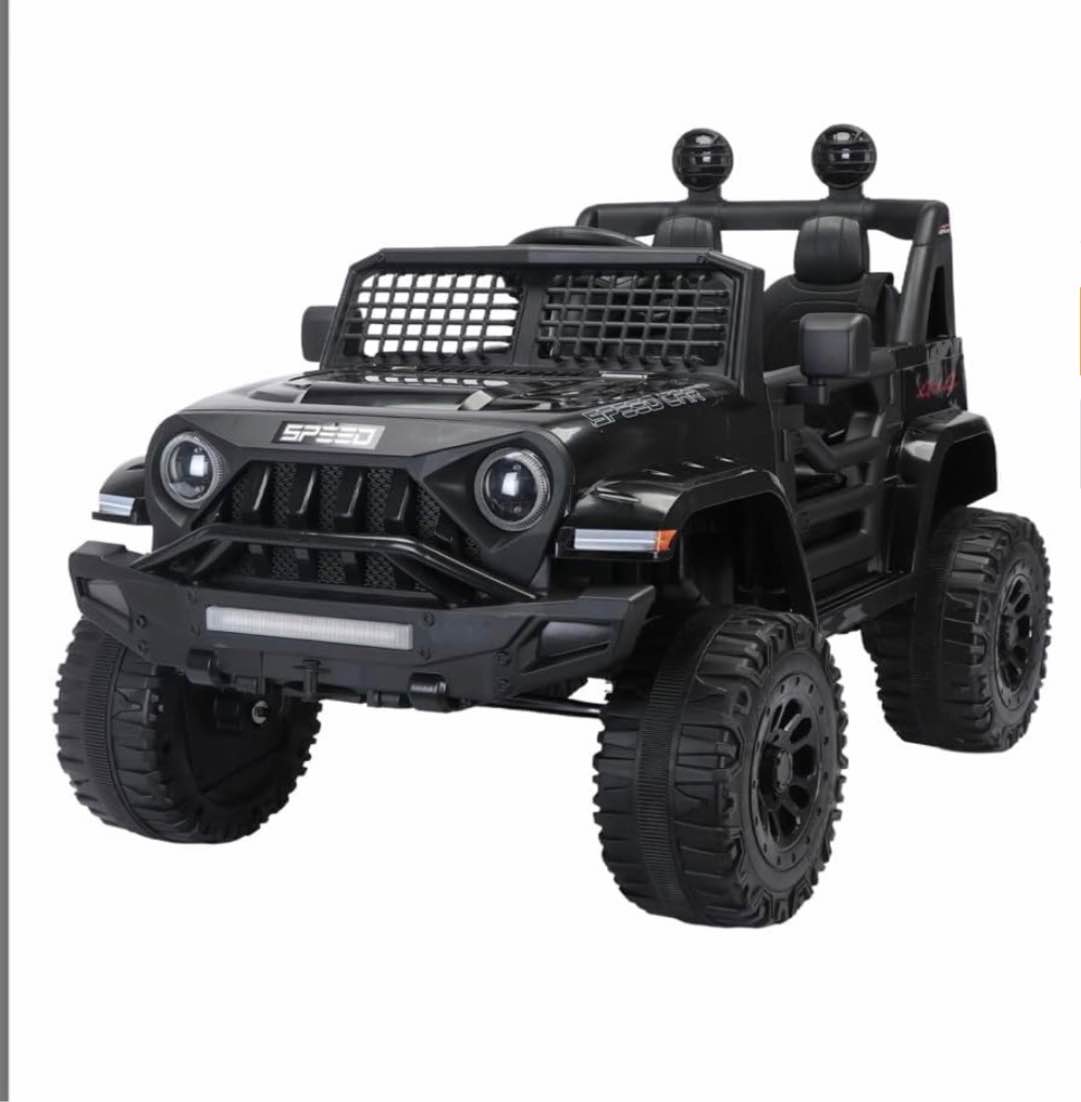 12V Kids Ride on Truck Car W/Parents Remote Control,2-Seat,Powerful Dual Motor,Button Start, Swing Button,Foot Pedal, 3 Speeds, USB,MP3, LED Lights,Safety Belt,Power Display,for Kids Ages 3-6 Black