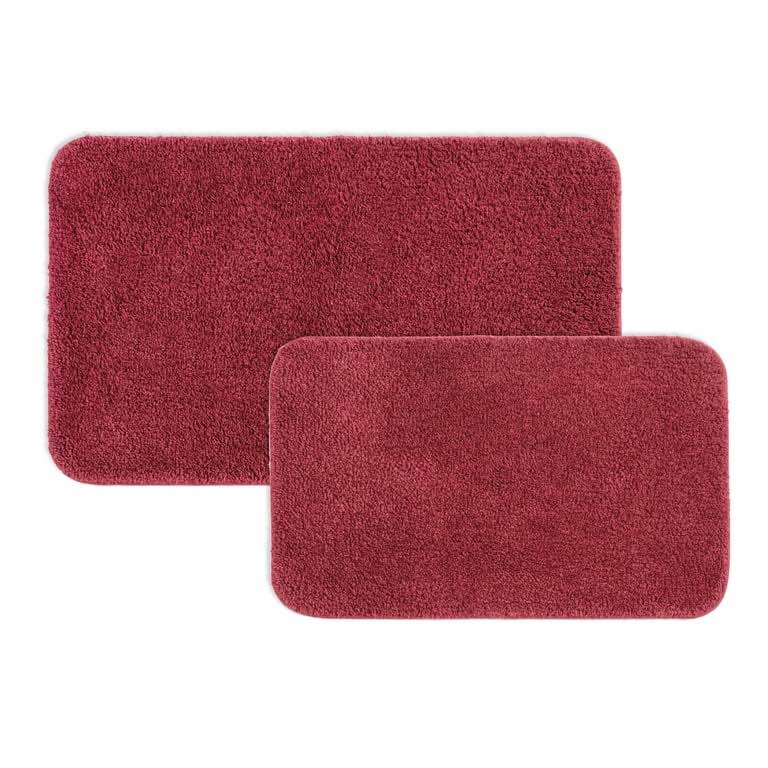 Mainstays Basic 2 Piece Polyester Bath Rug Set, Two 20" x 32" Rugs, Merlot Red