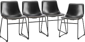 JHK 26 inch Counter Height Stools Set of 4 Modern Faux Leather High barstools with Back and Metal Leg, Bar Chairs for Kitchen lsland, Black, 4 Pcs 26 picture similar