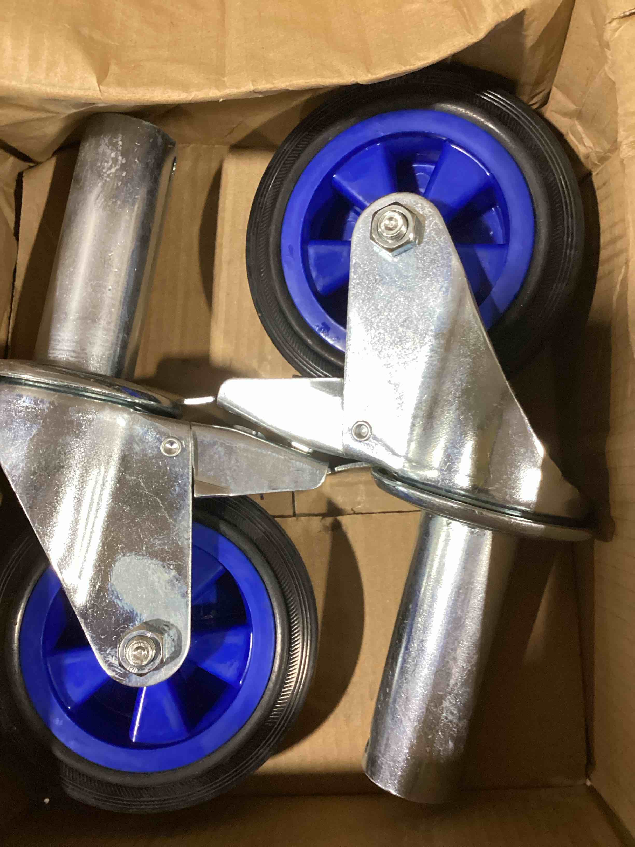 AUEAR, 2 Pack 2 Inch Rubber Caster Wheels Heavy Duty Fixed Black Casters with Rigid Non-Swivel Top Plate for Furniture