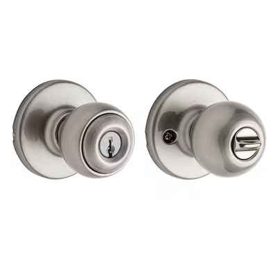 Kwikset Security Polo Satin Nickel Exterior No Deadbolt Keyed Entry Door Knob with Antimicrobial Technology SIMILAR TO LOT PHOTO INCOMPLETE 