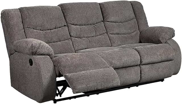 Signature Design by Ashley Tulen Modern Manual Pull Tab Reclining Sofa, Dark Gray 87"W x 40"D x 40"H Dark Grey