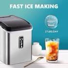 EUHOMY Ice Maker Machine Countertop, 27 lbs in 24 Hours, 9 Cubes Ready in 6 Mins, Electric ice Maker and Compact Potable ice Maker with Ice Scoop and Basket. Perfect for Home/Kitchen/Office.(Sliver)