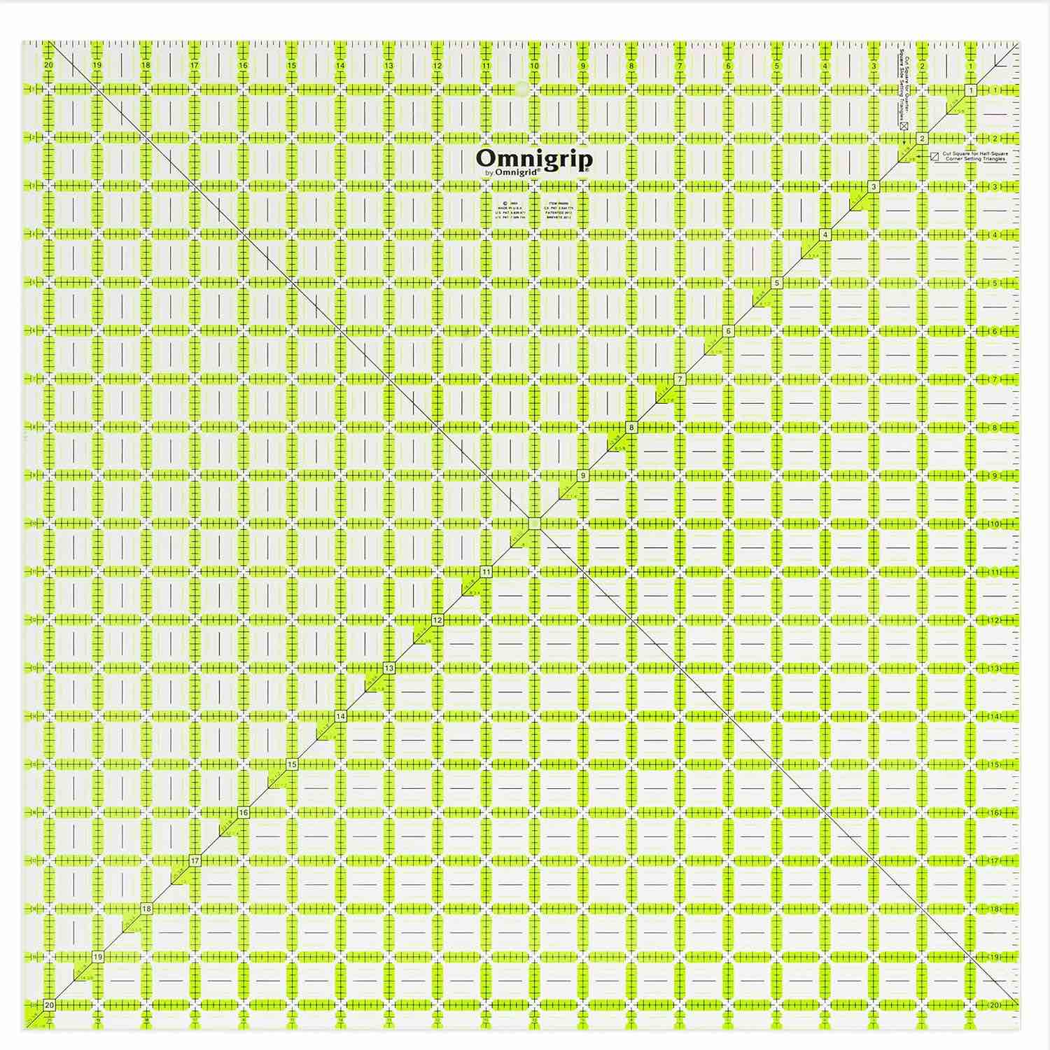 Omnigrid 20.5 Ruler, 20-½" x 20-½", Clear Square 20-½" x 20-½"