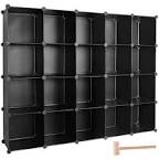 TUMUCUTE Cube Storage Organizer, 20-Cube DIY Plastic Closet Cabinet Modular Bookcase, Storage Shelves for Bedroom Living Room, Office, Black Black 20 Cubes