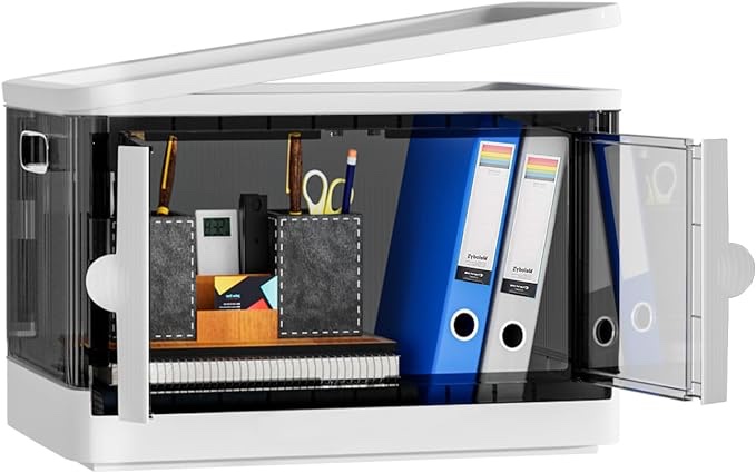 SAglorb Office Organization and Storage,8.2 Gal Collapsible Storage Bins with Wheels and Doors,Plastic Storage Containers for Clothing, Blankets, Books,Dorm Room Essentials