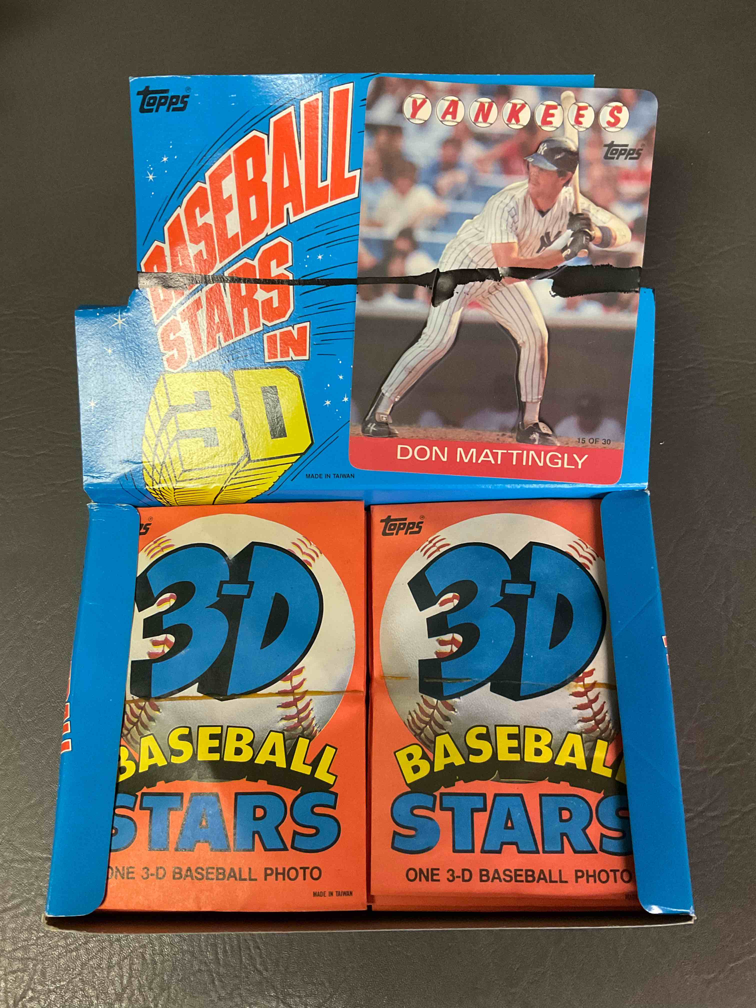 1986 Wow! Something You'll Hardly Ever See! 1986 Topps Baseball Stars Sealed Pack In Large 3D, Direct From Original Retail Case! Search for Don Mattingly, Doc Gooden, Reggie Jackson & So Many More Cool 80's Stars In These Hard To Find Large 3D Cards! These Cards Are Drying Up Fast!