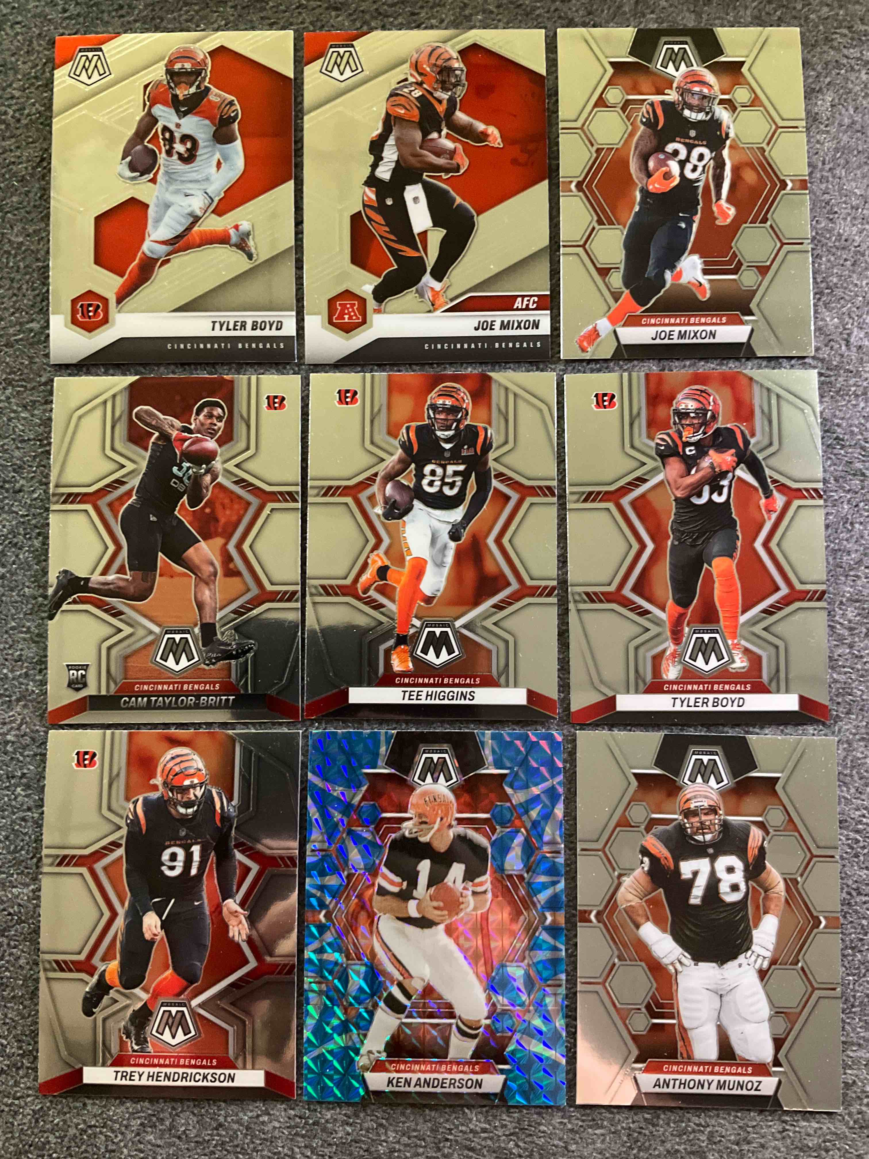 Who Dey Mosaics! High End Bengals Cards! Rookies! Tee Higgins, Joe Mixon & Blue Spalsh Ken Anderson Mosaics! Wow!