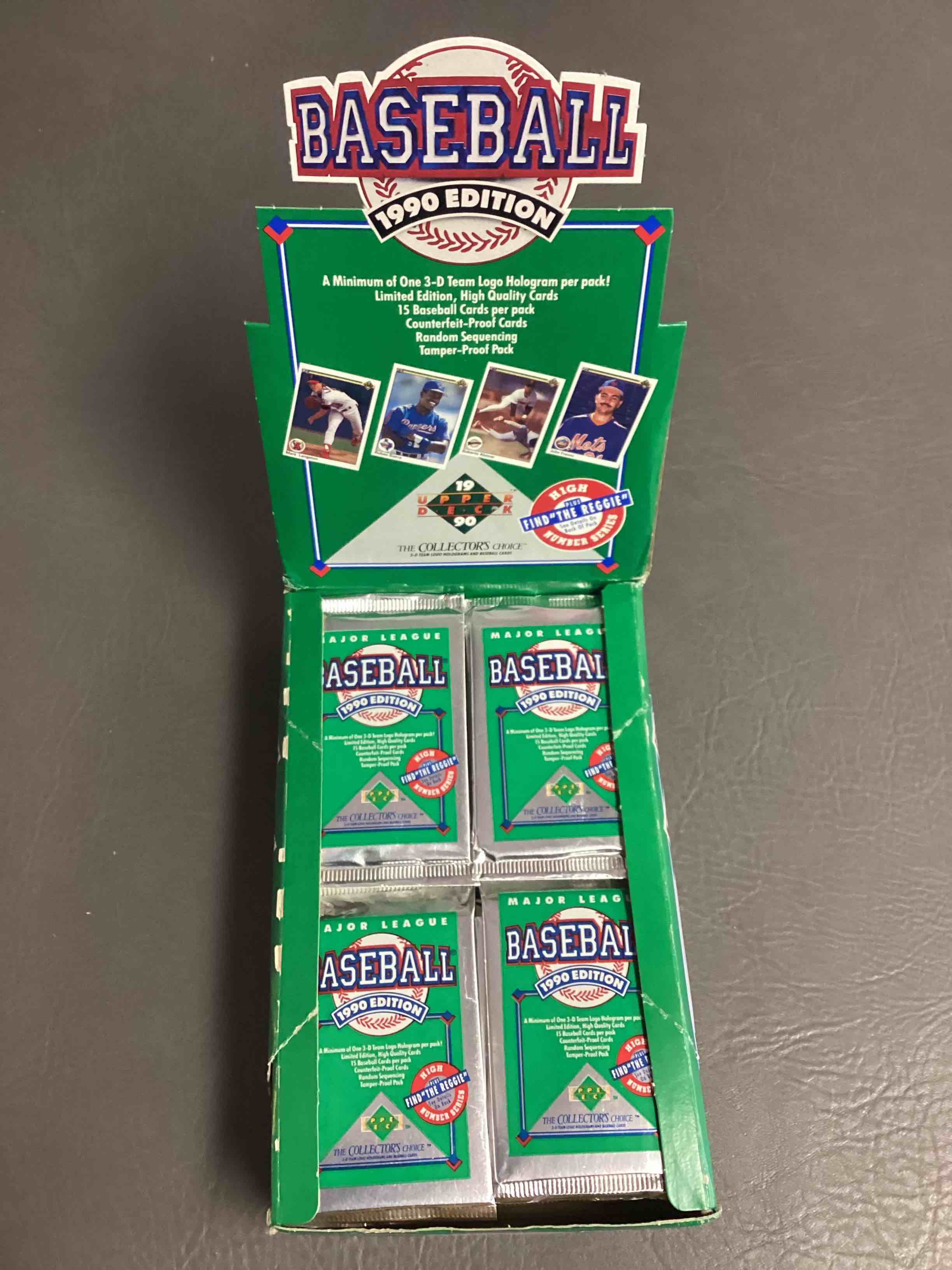 1990 Upper Deck Baseball Unopened Packs! Direct From Original Box! Look For Possible Collector’s 3D Team Logo Card! As Well As Early Ken Griffey Jr. Cards!
