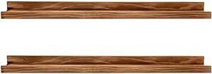 Picture Ledge Shelf, Floating Shelves Set of 2, 48 Inches Long Large Nursery Book Shelves for Toys Storage, Kids Bookshelf Wall Mounted for Living Room Bedroom Decor Books Photo Frames, Walnut 48'', Set of 2 Walnut