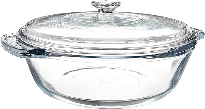 Anchor Hocking 2 Quart Round Glass Casserole Baking Dish, Medium 2 Quart Casserole