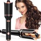 Automatic Curling Iron, LESCOLTON Rotating Curling Iron with 1" Curling Iron Large Barrel Curls, Auto Hair Curler Wand with 4 Temp & Dual Voltage, Anti-Scald, Auto Shut-Off Spin Iron (Black)