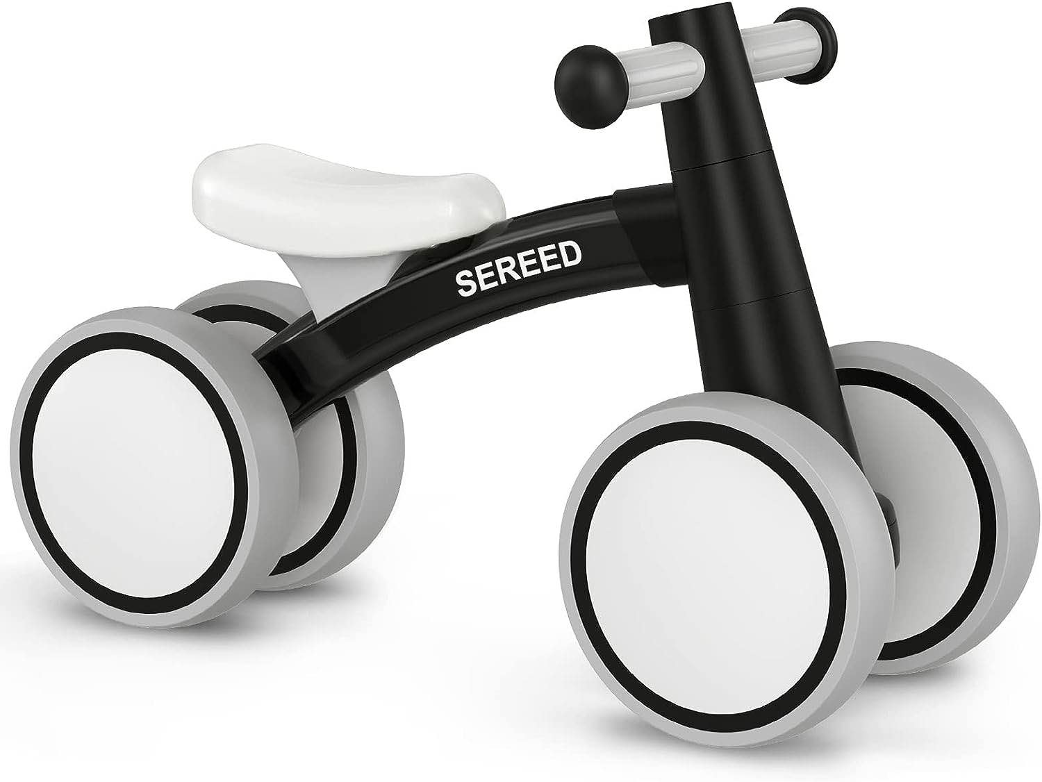 SEREED Baby Balance Bike for 1 Year Old Boys Girls 12-24 Months Toddler Balance Bike, 4 Wheels Toddler First Bike, First Birthday Gifts (Black)