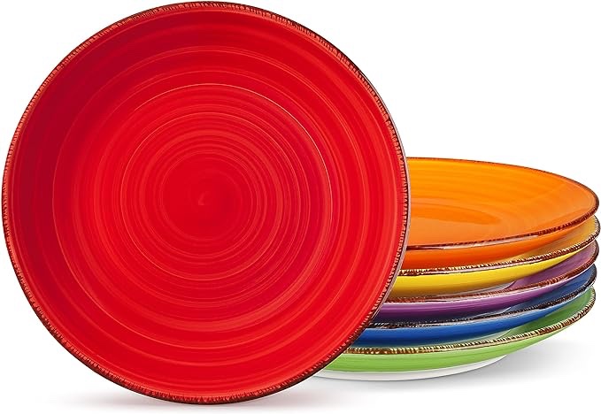 vancasso Bonita Salad Plates, 8.5 inch Colorful Small Dinner Plates Set, Ceramic Dessert Plate Serving Dishes set of 6, Microwave, Oven and Dishwasher Safe, Assorted Color 8.5 inch Warm Color