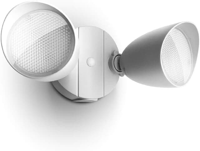 LUTEC 6222W 2500 Lumen 32 Watt 28 LED Dual-Head Floodlight Outdoor, Full Metal Design, Waterproof Exterior Security Wall Light for Patio, Garden, Yard-White White Dual-Head