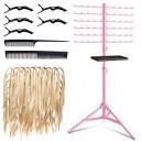 120-Peg Braiding Hair Rack Standing, with Salon Tray Hair Extension Holder Hanger, Hair Divider Rack for Braiding Hair Separator Stand, Hair Braiding Rack Display Stand for Hairstylist Braiders, Pink