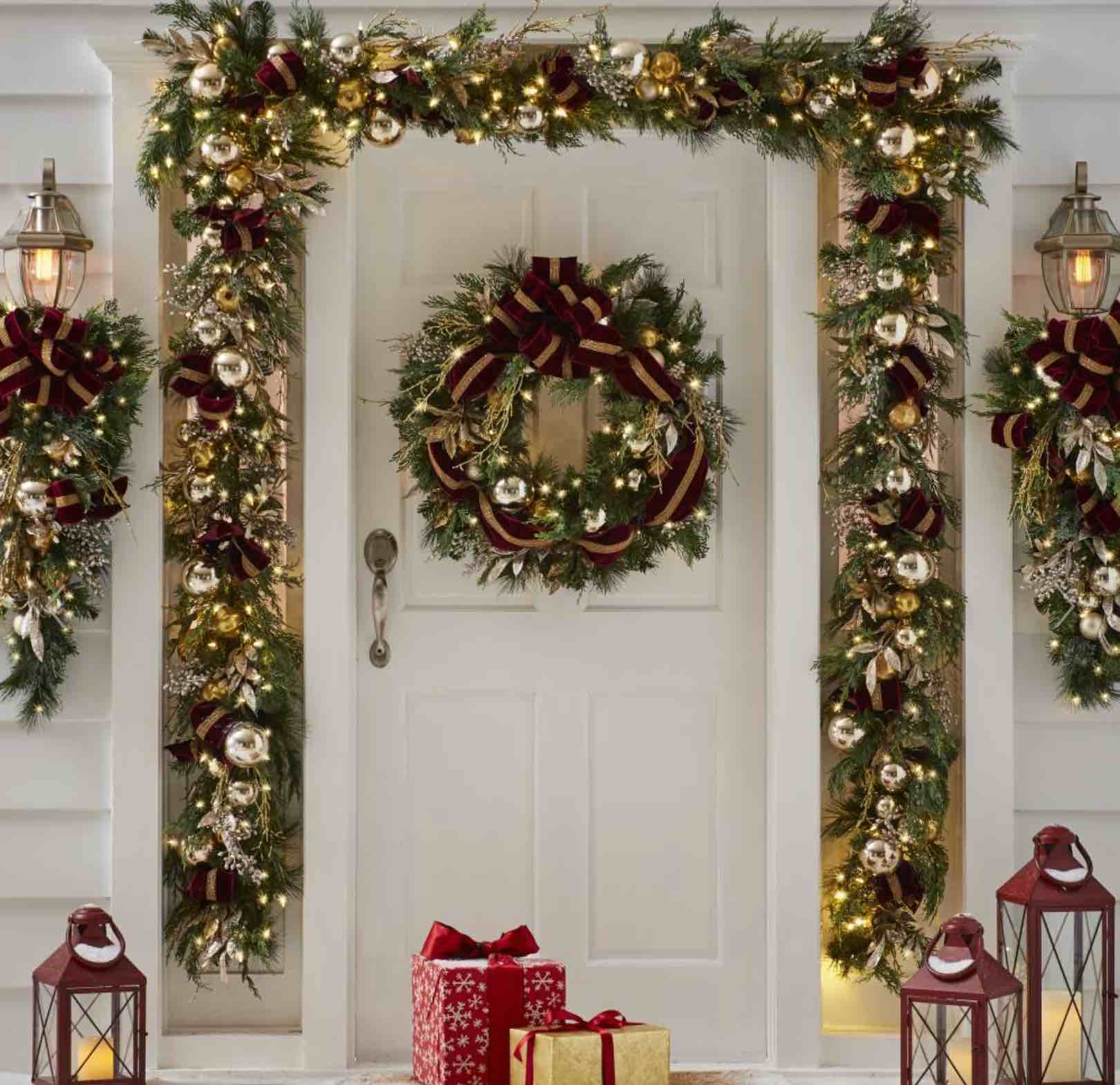 The Cordless Prelit Crimson And Gold Holiday Trim