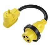 GearIT RV Dogbone Adapter - 30 AMP to 30 AMP Heavy Duty RV Cord - 30 AMP Male (NEMA TT-30P) to 30 AMP (NEMA L5-30R) Female Twist Locking Threaded Ring - 12 inch, 1 