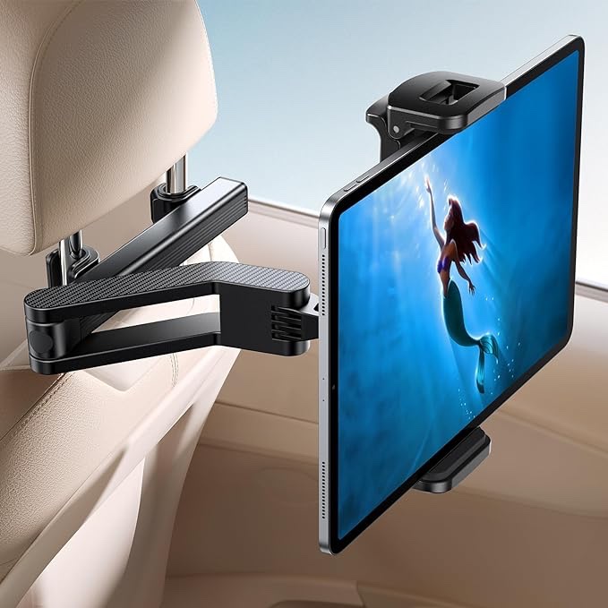 Holder for Car Headrest, [ Folding Extension Arm] iPad Holder for Car Backseat for Kids, Road Trip Essentials, for 4.7-12.9" Cellphones and iPad Pro, Air, Mini, Galaxy, Fire( similar) 