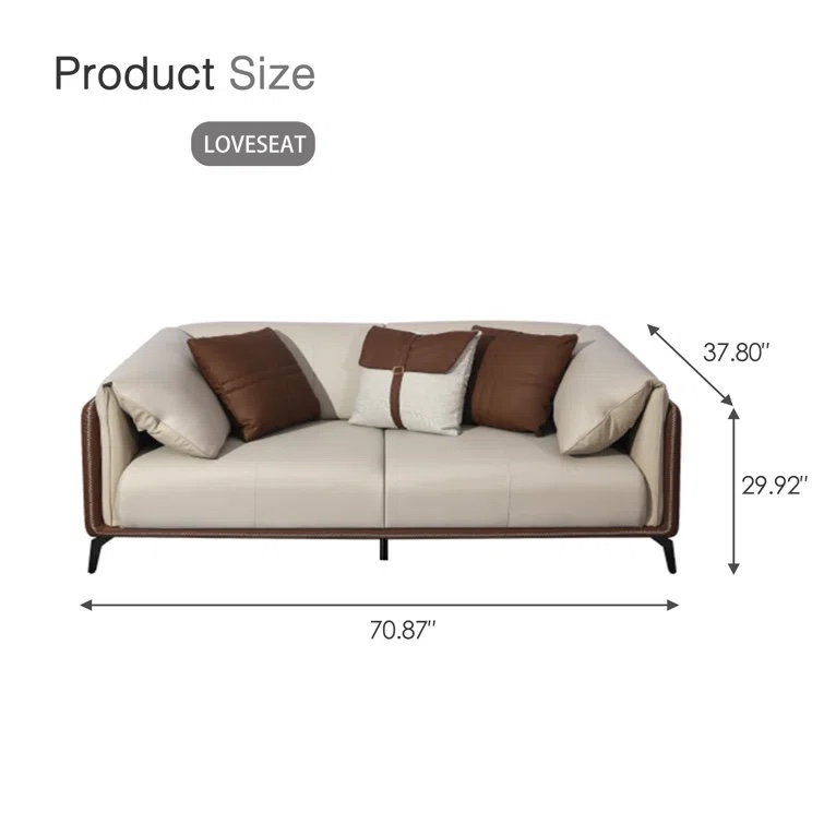 Euphemios Faux Leather Living Room Loveseat 