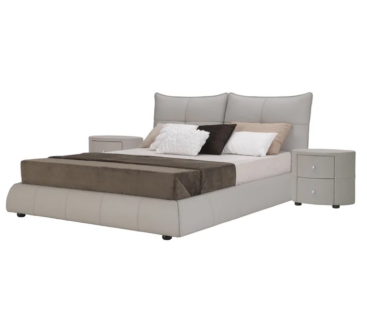 Hokku Designs Light Grey Leather Platform King Bed