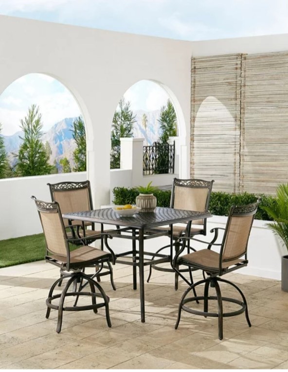 Hanover Fontana Cast Top Sling Swivel Barstools - Set of 2