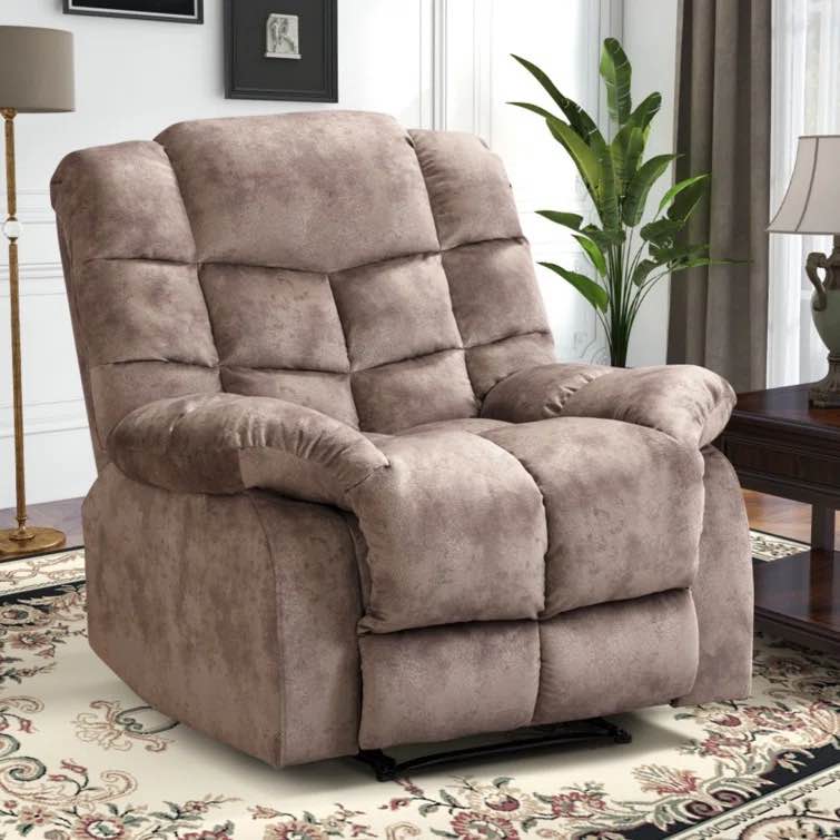 Lakeyn 39'' Wide Modern and Overstuffed Soft Manual Recliner with Wide Backrest - Light Brown 