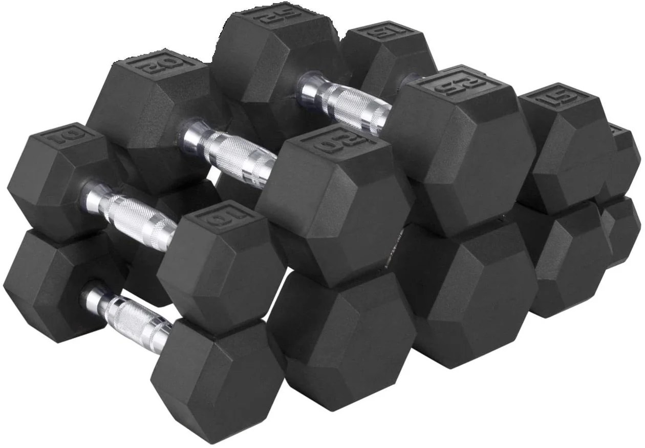CAP Barbell 5-25 LB Rubber Hex Dumbbell Set