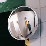 silver, round security mirror 