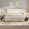 Upholstered Bed Frame, Queen Bed Frame with 4 Storage Drawers and Adjustable Headboard Platform Bed Frame Beige