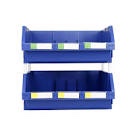 Grey Heavy duty thermoplastic storage bin organizer, Stackable, Hangable, Side-connect 2 PACK, XTRA LARGE 16.5" X 14.5" X 6.9"