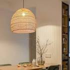 Arturesthome Natural Rattan Pendant Light for Kitchen Island, Woven Rope Lamp Shade, Hanging Ceiling Light Shade, Handmade Lampshade Chandelier (35cmx37cm) 35cm*37cm