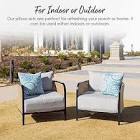 RSH Decor Indoor Outdoor Set of 2 (2-17"x17" Square and 20"x12") Lumbar Decorative Toss Throw Pillows - Blue, Bright Artistic Floral blue