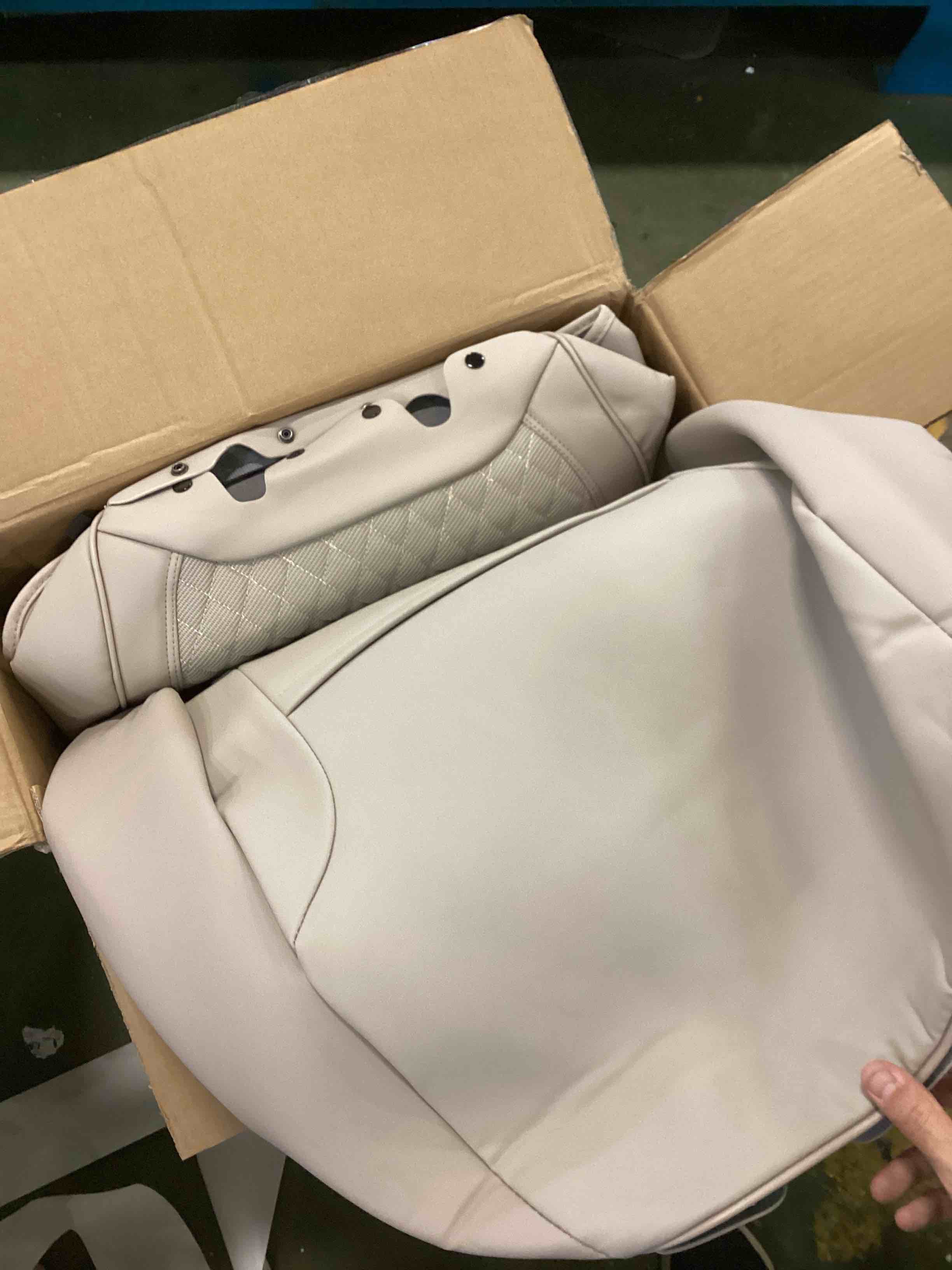 Coverado Car Seat Covers Full Set 5PCS, Waterproof Leather Seat Covers for Cars, Protector Seat Cushions Universal Fit for Most Vehicles, Sedans, SUVs, Trucks and Vans (Pleated Pattern, Beige)