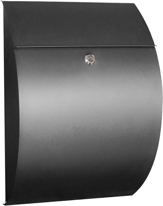 Contemporary - Large - Locking - Wall Mount Mailbox - Secure - Modern - Rustproof - Letter Box Mail (Black)