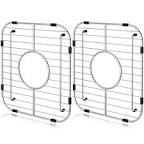 Orgneas Sink Protectors for Kitchen Sink, Universal Double Bowl Sink Bottom Grid 12.5"x10.5"x1.25", 304 Premium Stainless Steel Kitchen Sink Protector Grid Sink Grate Rack Centered Drain 2 Packs
