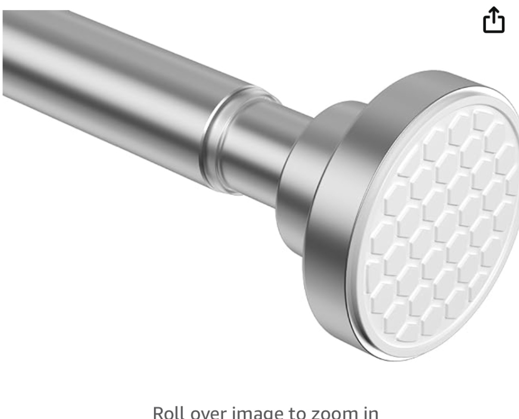 Shower Curtain Rod Silver, 44-75 Inch Tension No Drill Spring Rust-Resistance Adjustable Curtain Rod for Bathroom Shower Stall, RV, Windows, Closet, Polished Stainless Steel, Anti-Slip, No Drilling 44-75" Metal Silver